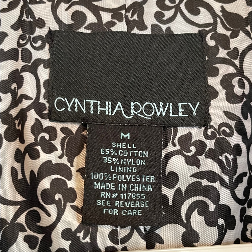 NWT Cynthia Rowley M Black Belted Trench Coat 3/4 sleeves. Shawl collar, pockets - Picture 2 of 10